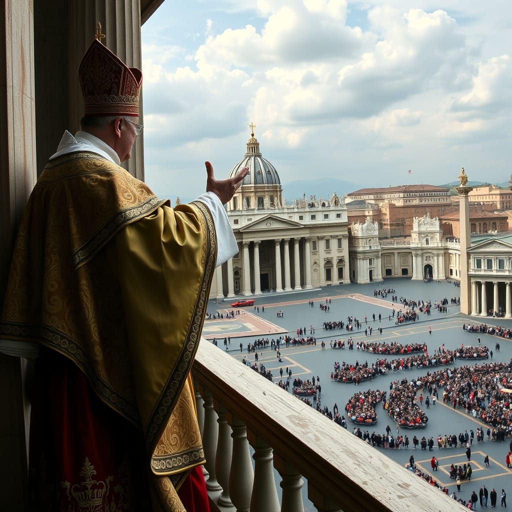 Dramatic Pontiff Announcement in Baroque Style