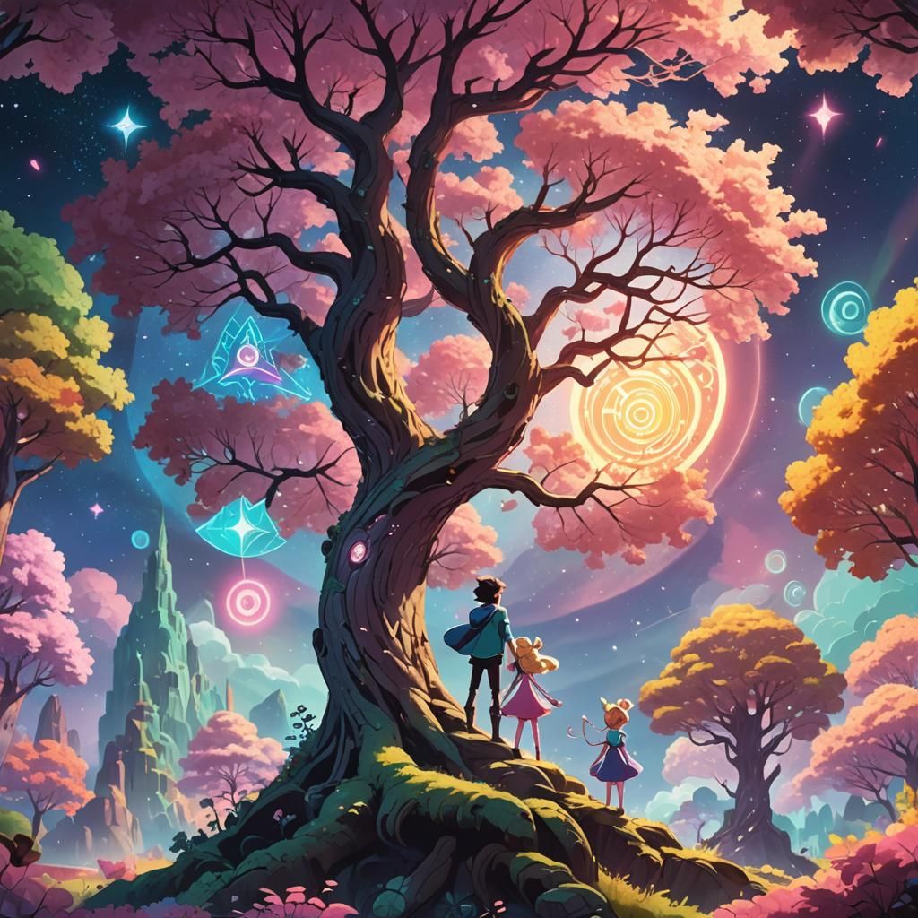 Steven Universe and Star Butterfly on Ancient Tree
