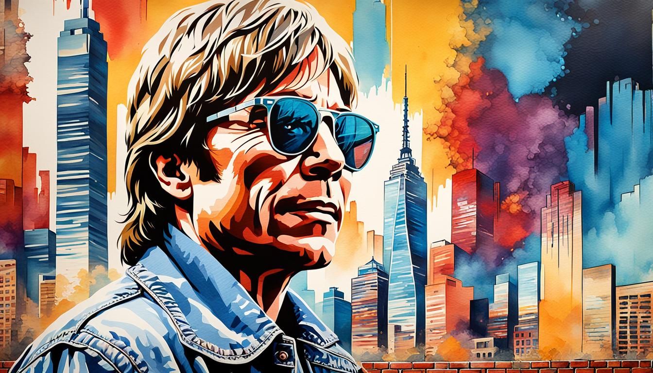 Pop Art Watercolor Portrait with Fantasy Mural