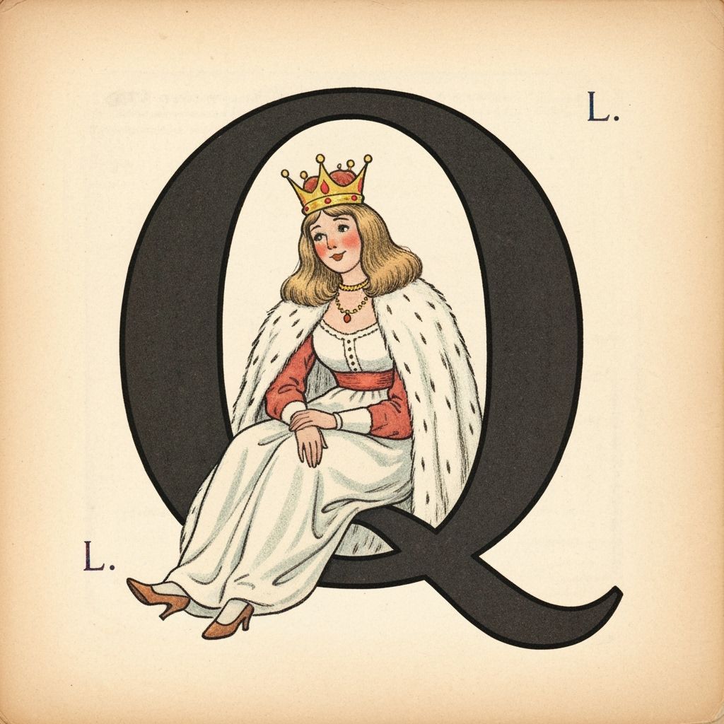 Queen in Letter Q: Vintage Children's Book