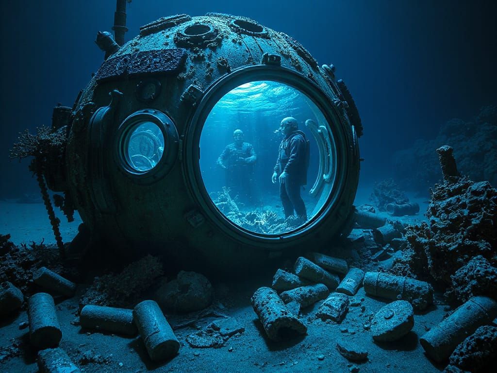 Derelict Bathysphere Reveals Bioluminescent Ocean Scene
