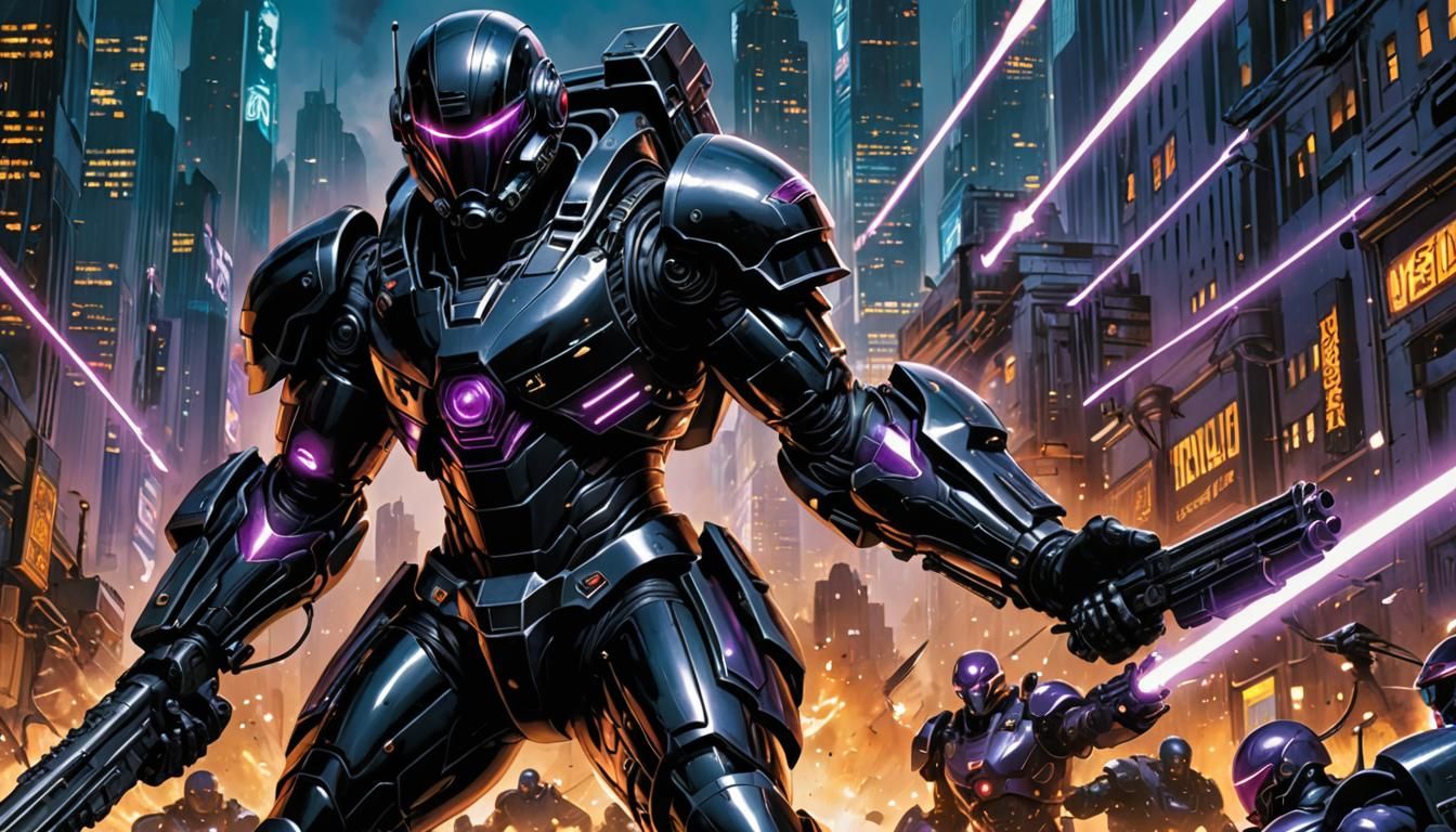 Cybernetic Soldier with Mirrored Armor, Grimdark Masterpiece