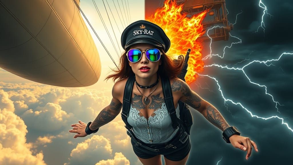 Dieselpunk Airship Captain's Dual Descent