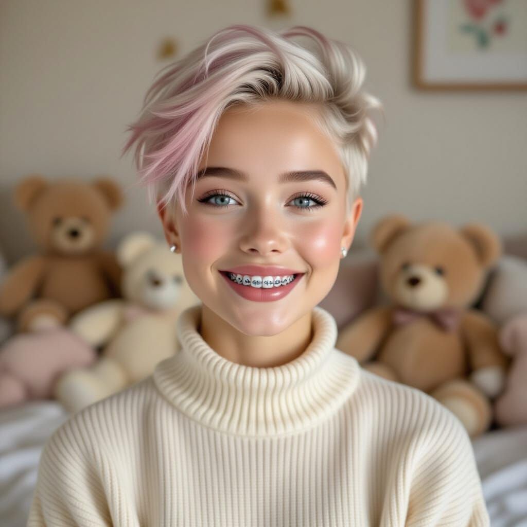 Nordic Gymnast in Cozy Teddy Bear Bedroom