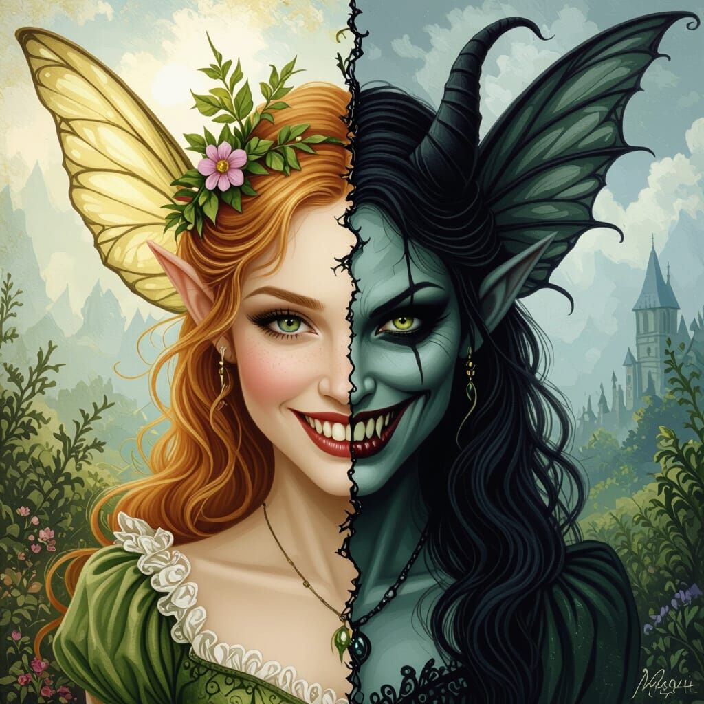 Fairy Portrait: Benevolent and Evil Sides in Magical Realism