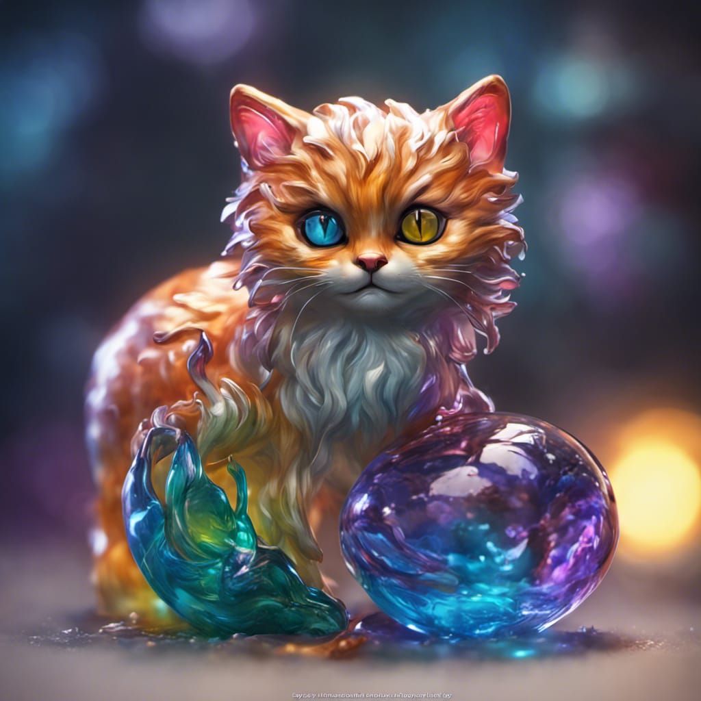 Blown Glass Kitten on a Moonlit Summer Night