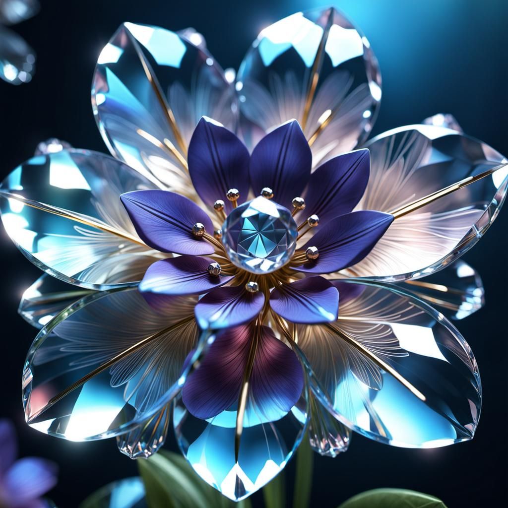 Ethereal Crystal Flower in Moonlight