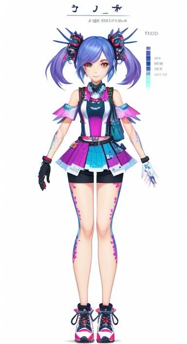 Bright Girly Character Design in Vivid Colors