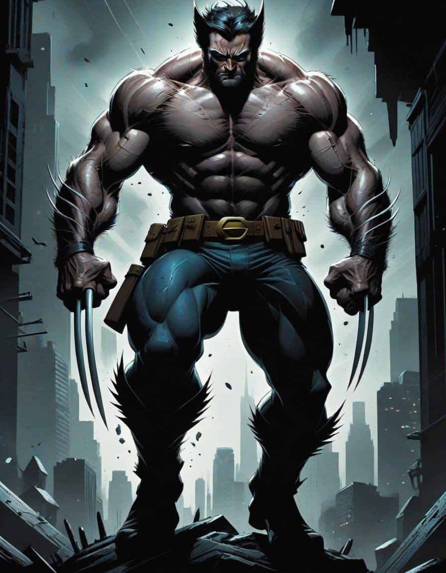 Grimdark Wolverine in High Contrast Comic Book Art