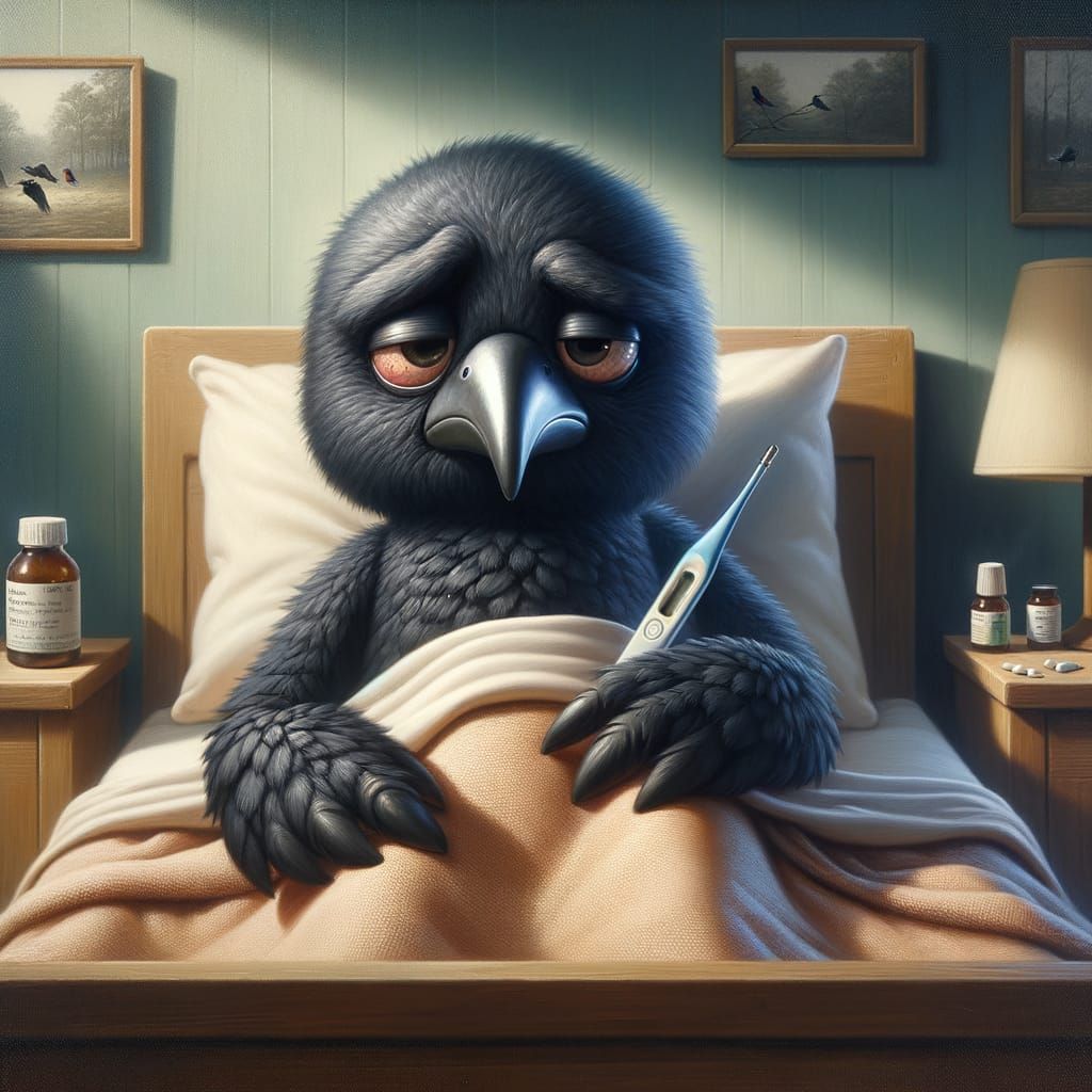 CGI Crow Character with Cold as Oil Painting