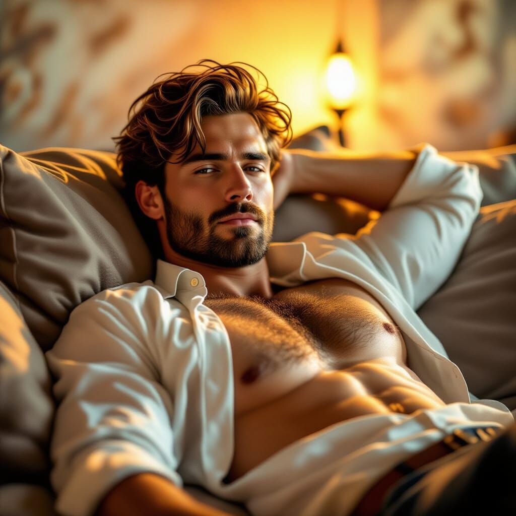 Man on Sofa in Oil Painting Style