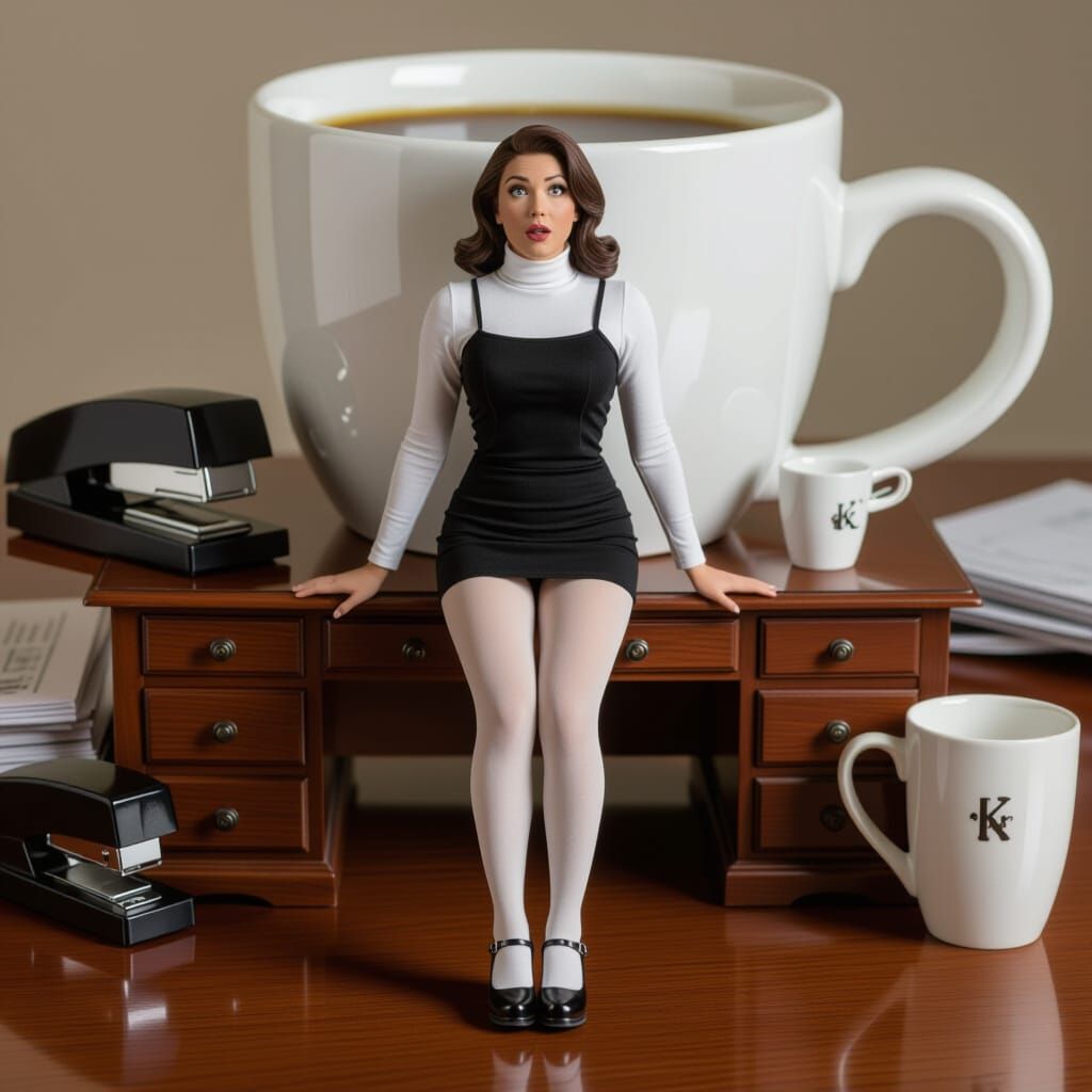 Miniature Woman on Giant Desk: Alice in Wonderland