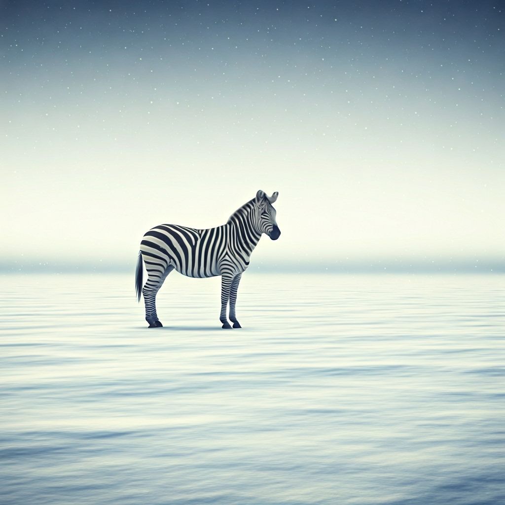 Striking Zebra Silhouette in Snow-Covered Landscape