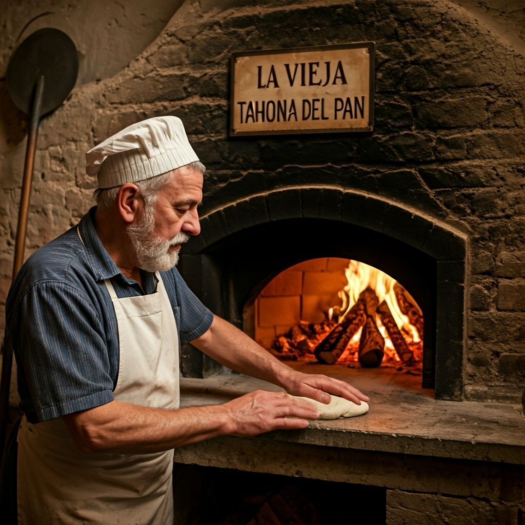 Wise Baker Kneading Dough by Firelight