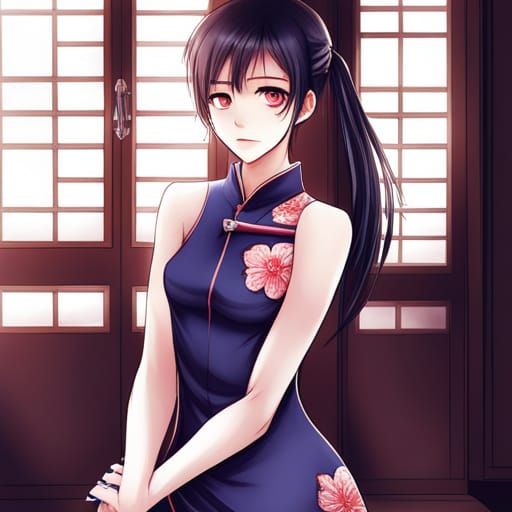Girl in Qipao: Anime Style Illustration