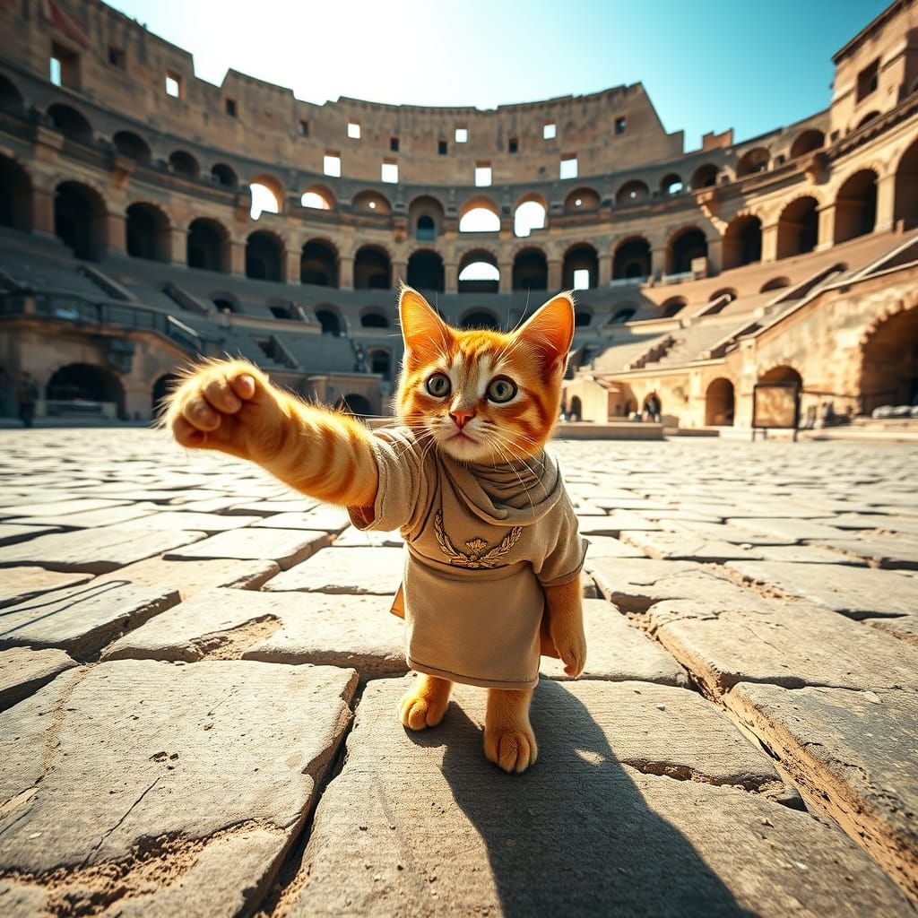 Feline Roman Emperor Captures Colosseum Selfie in Realistic ...