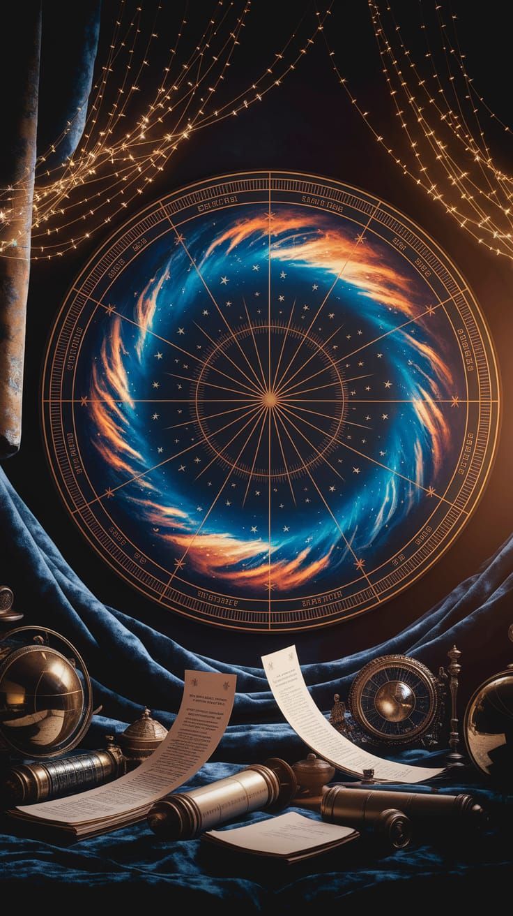 Mesmerizing Astrology Chart in Deep Blues and Golds