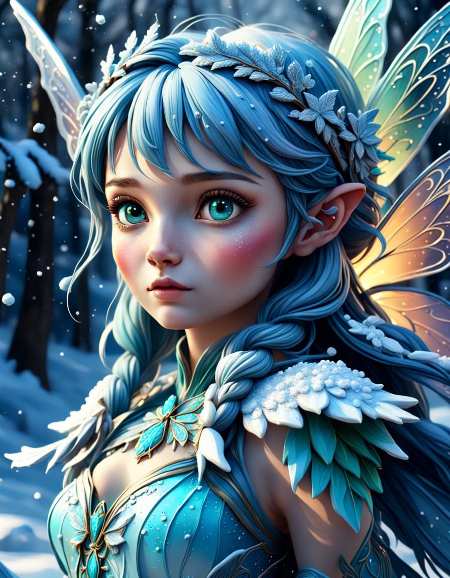 3D,  Winter fairy, hyper detailed HD 64k