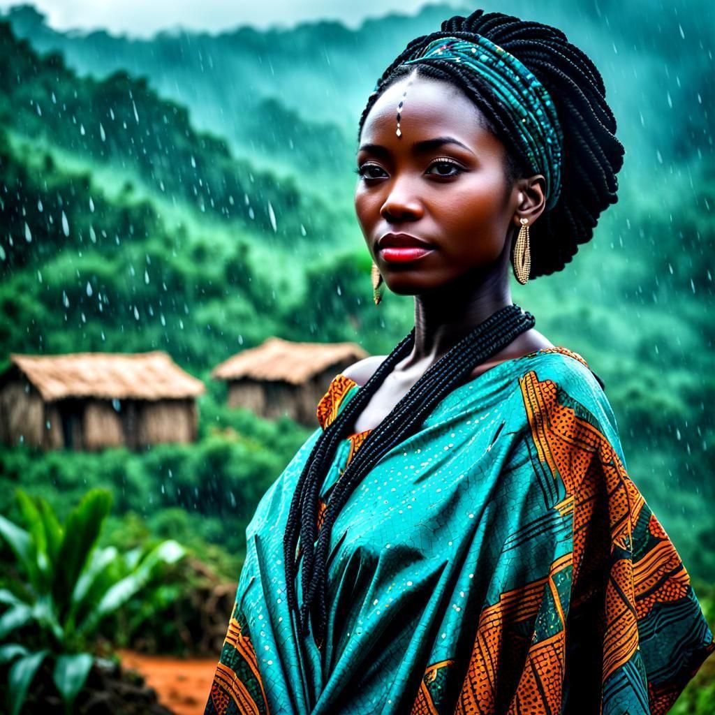 Nagawonyi: Ugandan Goddess of Rain in Teal