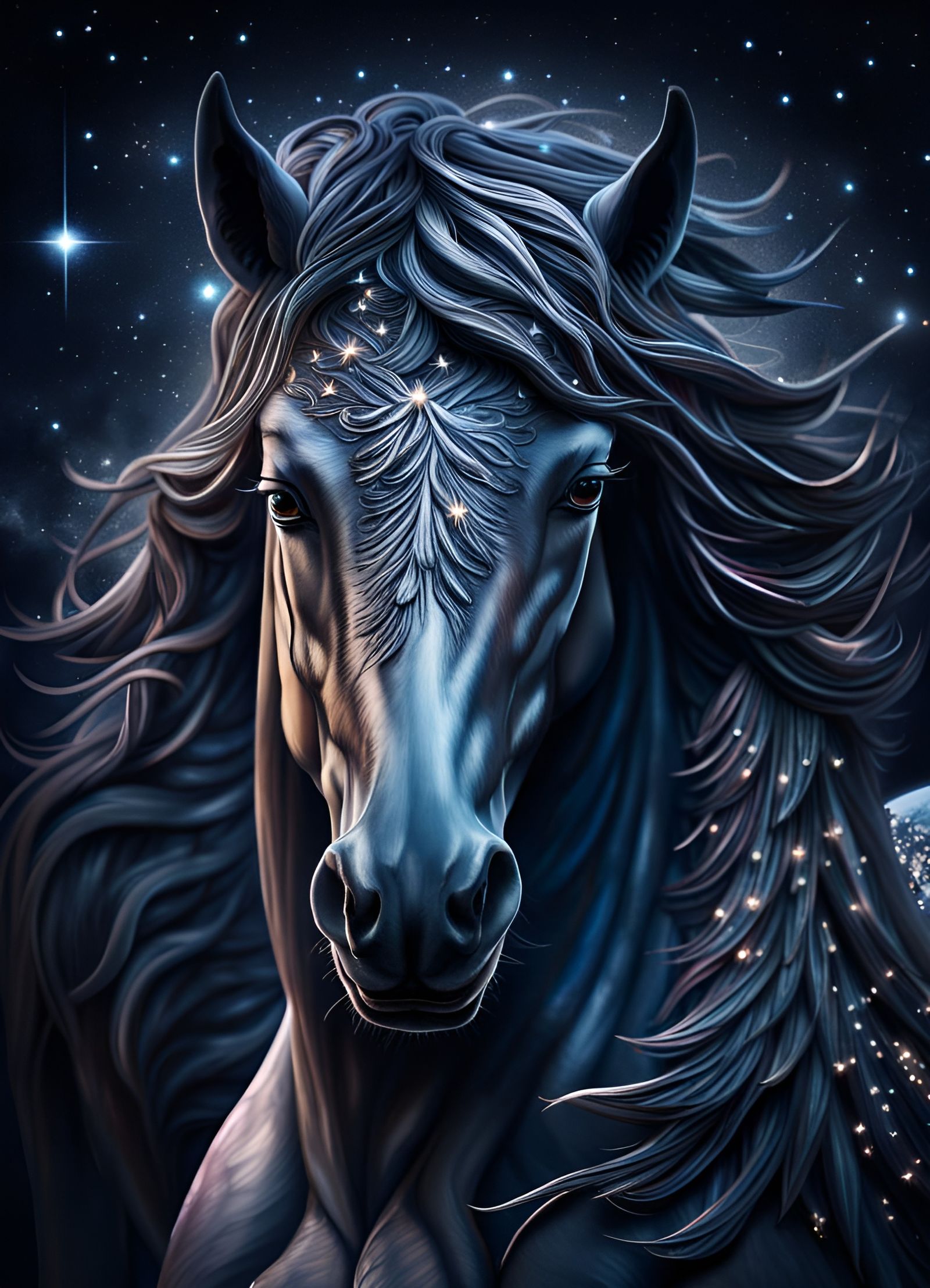 Celestial Pegasus in Starry Midnight Sky