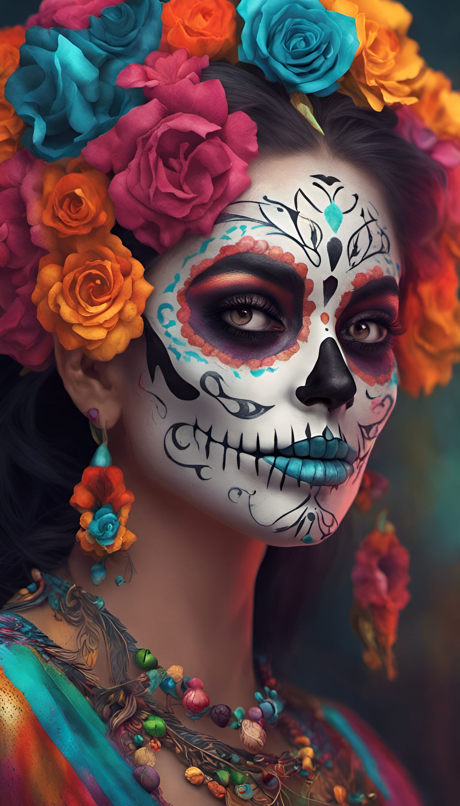 Day of the Dead Celebration in Vibrant Colors