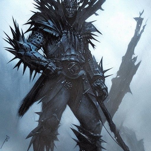 Icy Knight in Black Armor, Fantasy Art