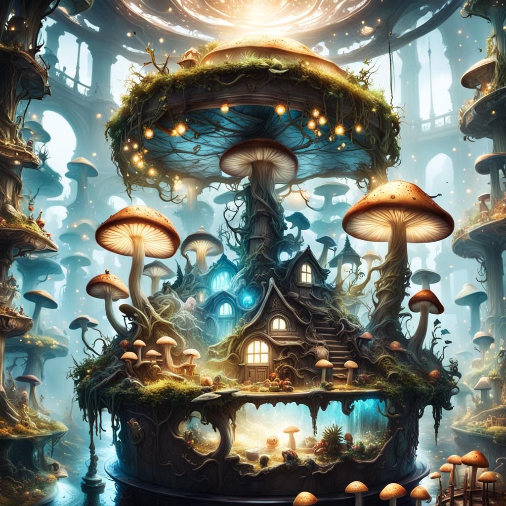 Magical Mushroom Town Inside Layered Cheesecake