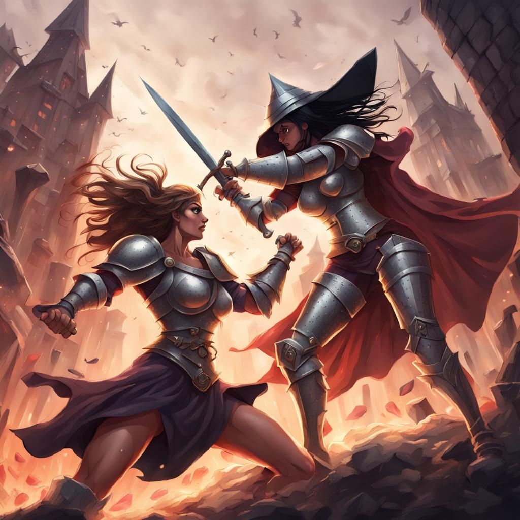 Epic Battle: Muscular Knight vs. Muscular Witch