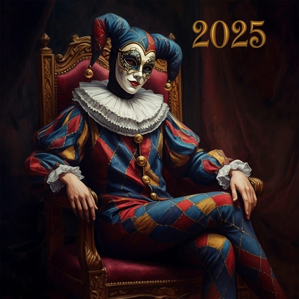 Elegant Harlequin in Opulent Baroque Art Nouveau Style