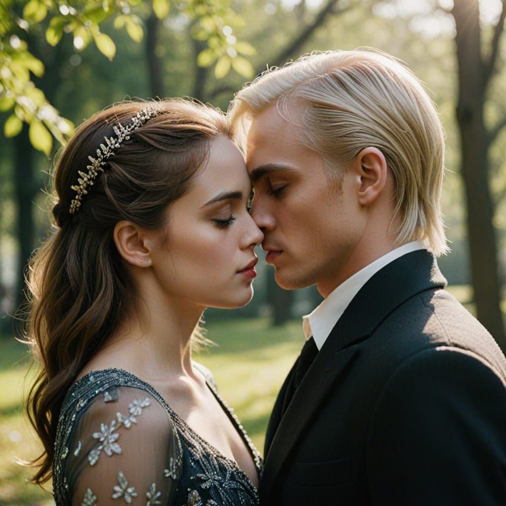 Draco and Hermione Share a Tender Moment in Lush Park