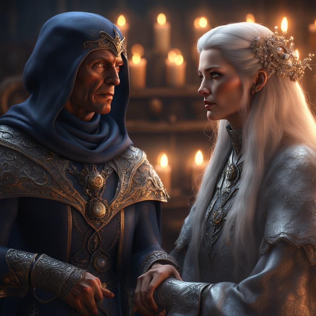 Good Witch Versus Evil Mage in Hyperrealism