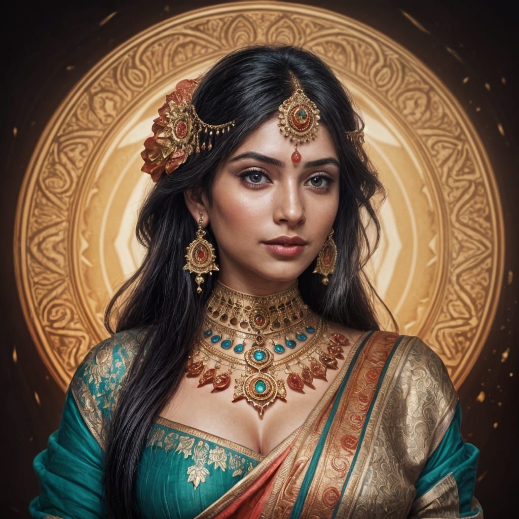 Stunning Indian Goddess Captured in Intricate Digital Art