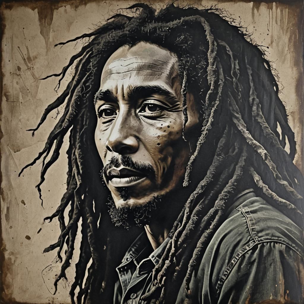High-Contrast Portrait of Bob Marley