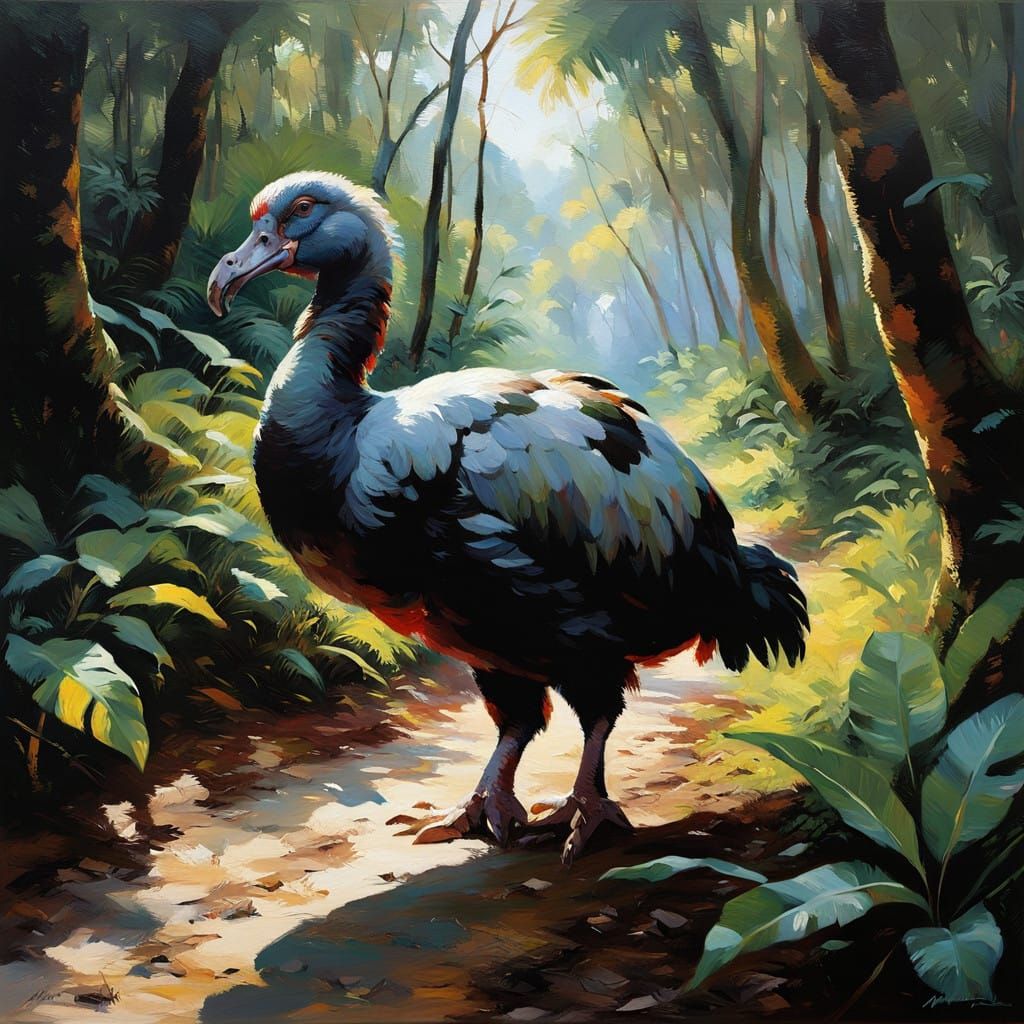 Surreal 17th Century Dodo Roams Lush Mauritius Forests in Ac...