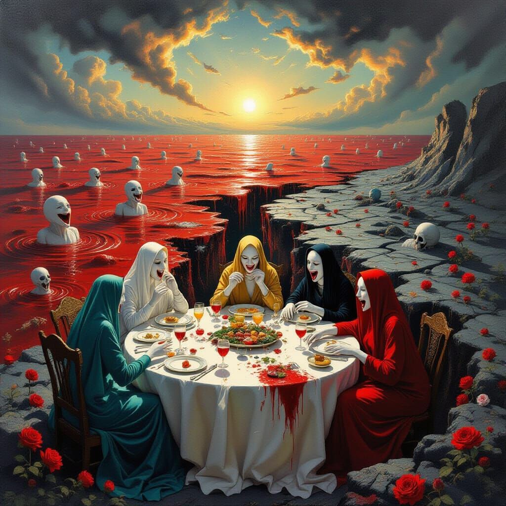 Surrealist Epic Painting of The Final Feast