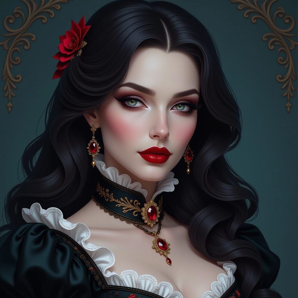 Aristocratic Vampire Lady in Victorian Attire