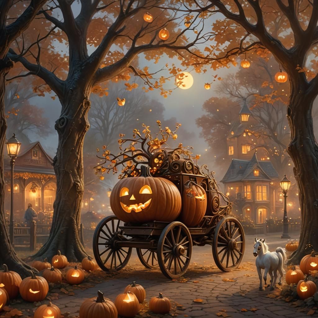 Ethereal Fantasy Pumpkin Carriage with Horse