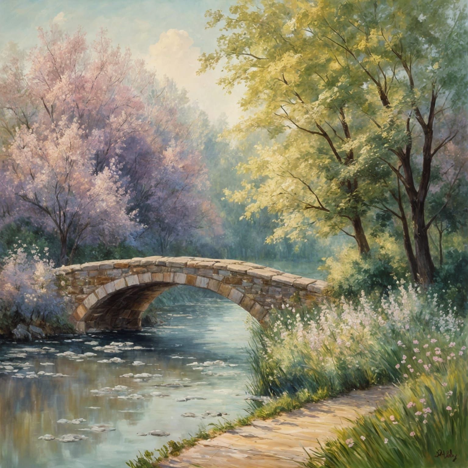 Landscape Art in the style of Alfred Sisley
