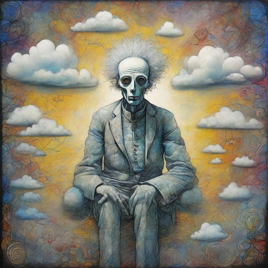 Surreal Cloud Man in Futuristic Style
