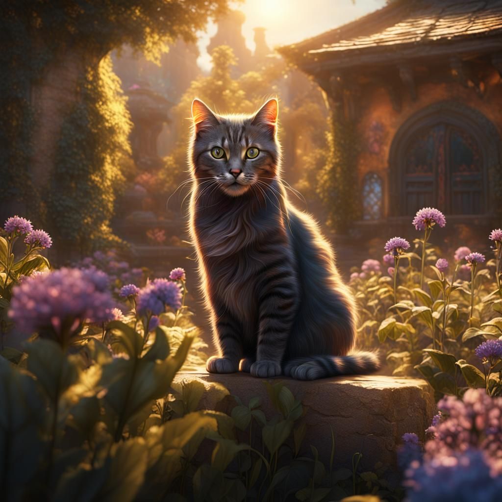 Cat in Sunshine: Detailed Matte Painting