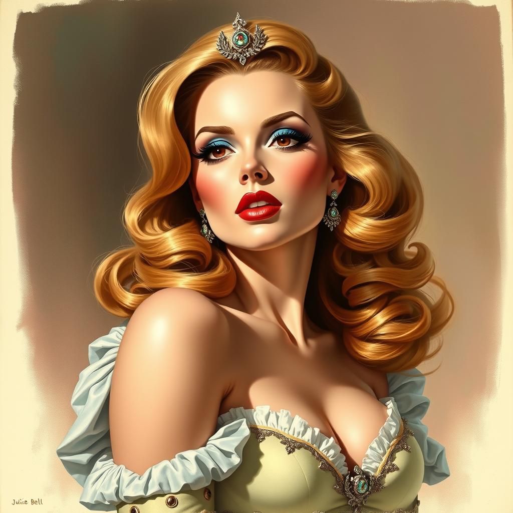 Glamorous Woman Portrait in Pin-Up Style