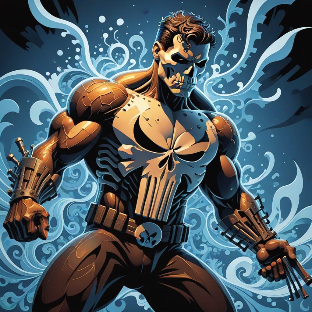 Abstract Fractal of The Punisher in Zentangle Style