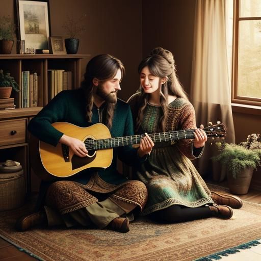 Musical Wolves: A Folk Art Intimate Portrait