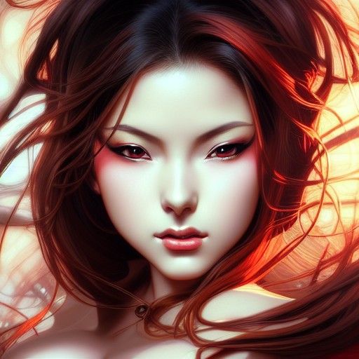 Seductive Woman Portrait in Hyperdetailed Concept Art