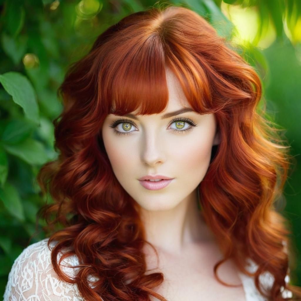 Portrait of a Beautiful Woman with Red Hair