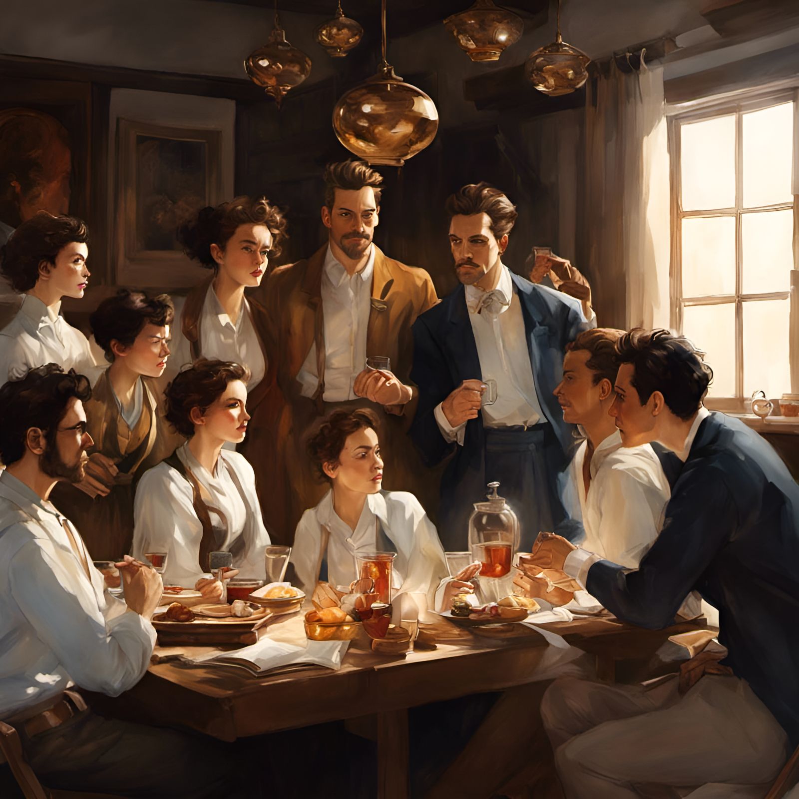 Happy Group of Friends in Hyper-Realistic Style