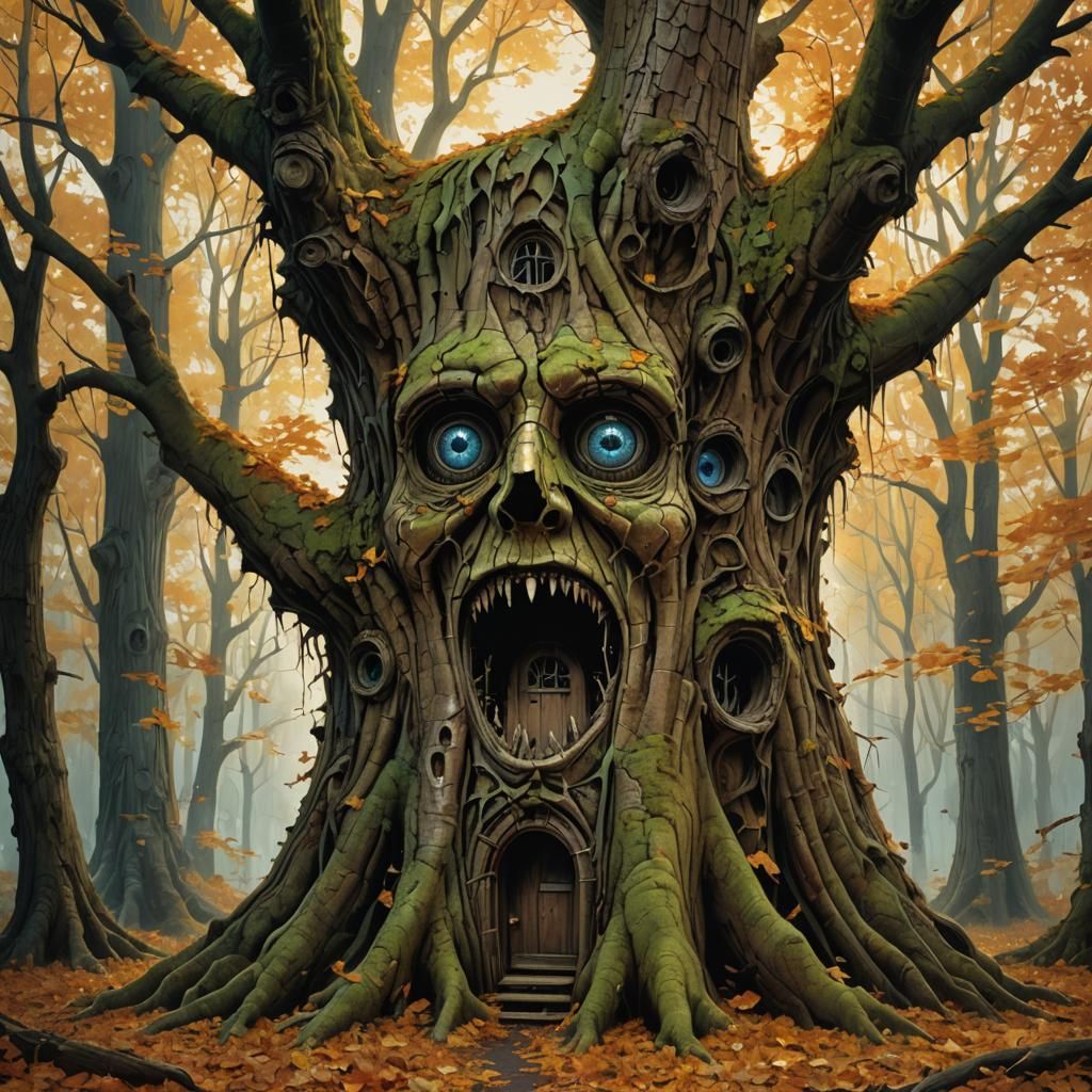 Creepy Treehouse Horror in Doré Style