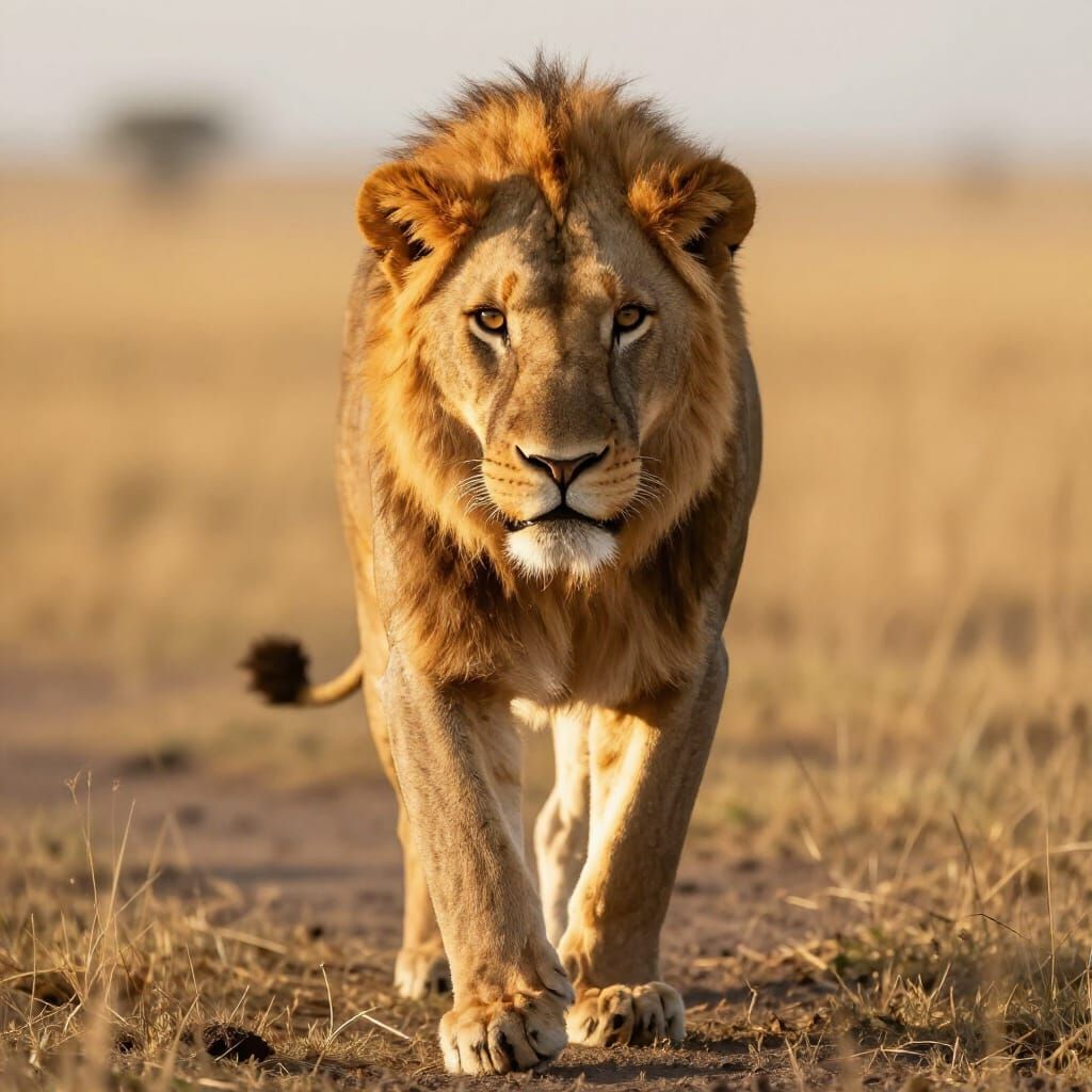 Hyperrealistic Lioness in Golden Hour Savanna