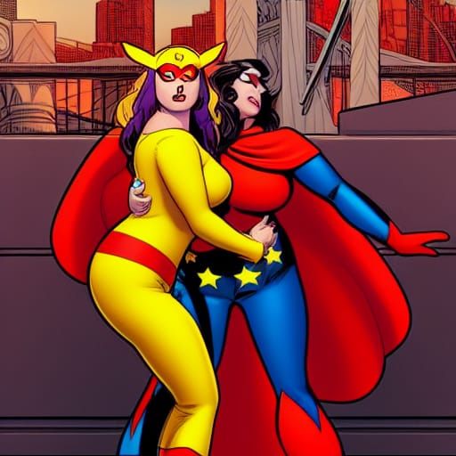Comic Book Battle: Curvy Superhero vs Evil Woman