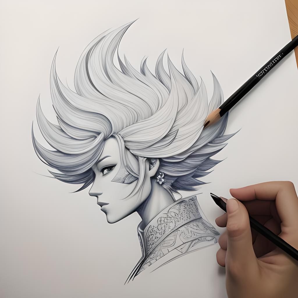 Abstract Paper Hair Drawing Inspired by Luc Am Pierre